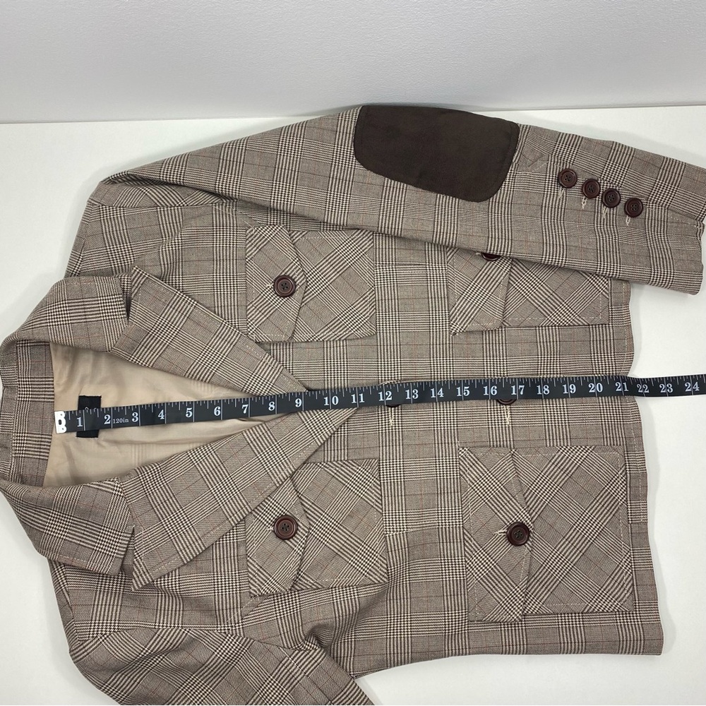 Mossimo Classic Chocolate Brown and Cream Glen Check Plaid Blazer Suit Jacket M - Picture 14 of 16